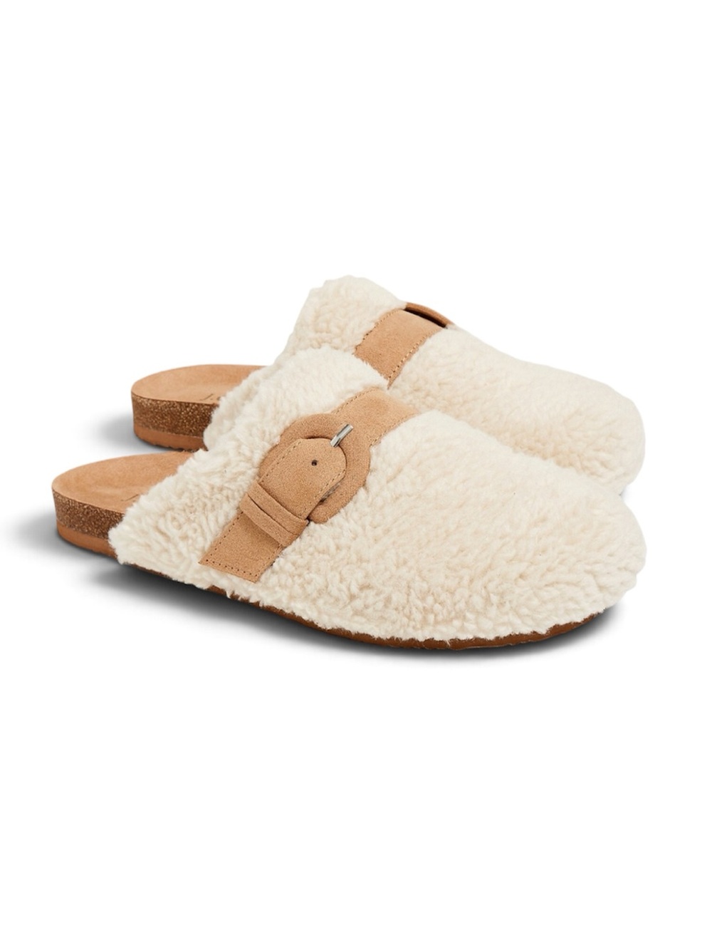 J. Crew NWOT Buckle Clog Slippers Faux Wool Ivory Women's 8